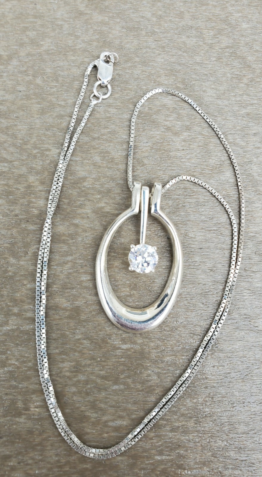 Sterling Silver Solitaire Hoop Dangle Pendant Nec… - image 11