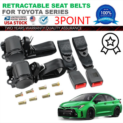For Toyota Highlander Retractable & Adjustable 3 Point Seat belt Black Replace