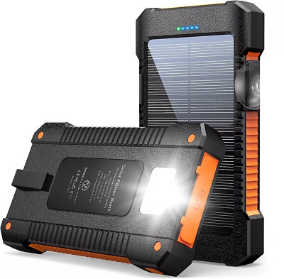 Super 30000mAh 2 USB Portable Charger Solar Power Bank For Cell Phone Universal