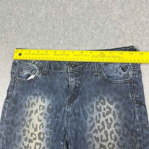Justice Jeans Women's 16R Blue Denim Premium Leopard Stretch Straight Leg 28x29 - 第 7/13 張圖片
