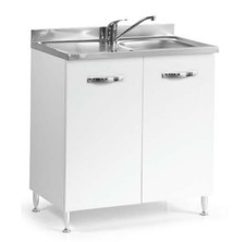 Mobile Base per Cucina con 2 Ante Sottolavello Solo Cassa Lavabo Moderno Bianco