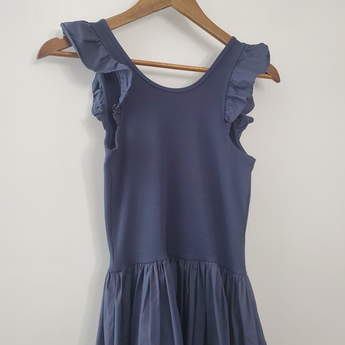 Molo Girls Cloudia Dress Size L 12yr Blue Nights Ruffled Ribbed Full Skirt NWT - Picture 2 of 10