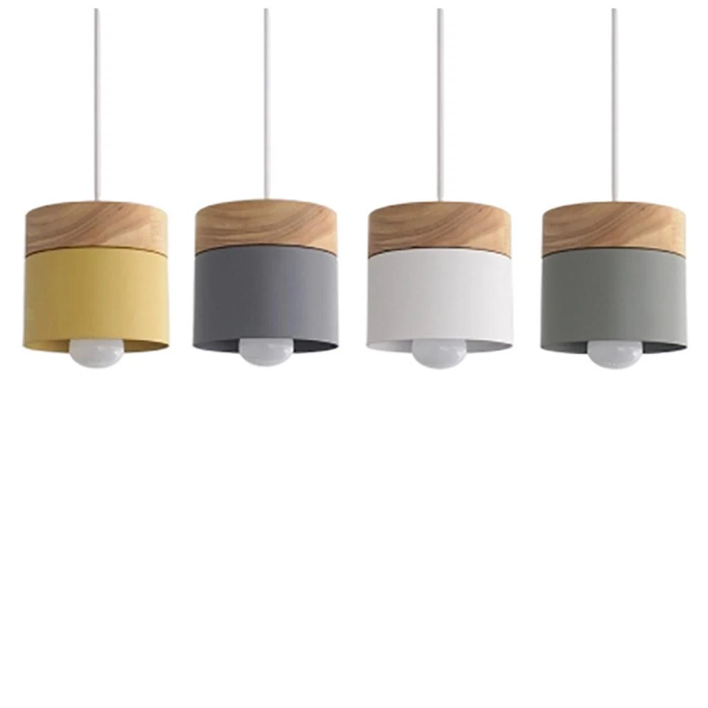 Nordic Modern Pendant Ceiling Light Nordic Macaron Metal Wood Chandelier Fixture