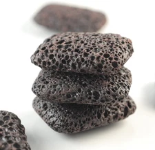 40X30MM DARK BROWN VOLCANIC BASALTIC LAVA GEMSTONE RECTANGLE LOOSE BEADS 9inch