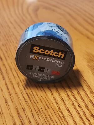 Magic Tape 3M Scotch Expressions Blue Flower Pattern 3/4''x 300'' 8.33 YD