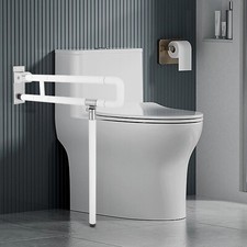 Safety Hand Rail Drops Down + Fold Up Disabled Grab Bath Bathroom Toilet Bar !