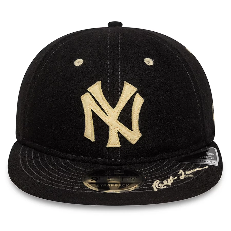 NY Yankees New Era x Polo Ralph Lauren Negro Retro Corona 9FIFTY Sombrero con Correa Foto 2 de 4