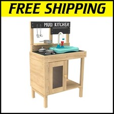 Fun Wooden Mud Kitchen Set for Kids - Durable Cooking Playset with Easy Assembly