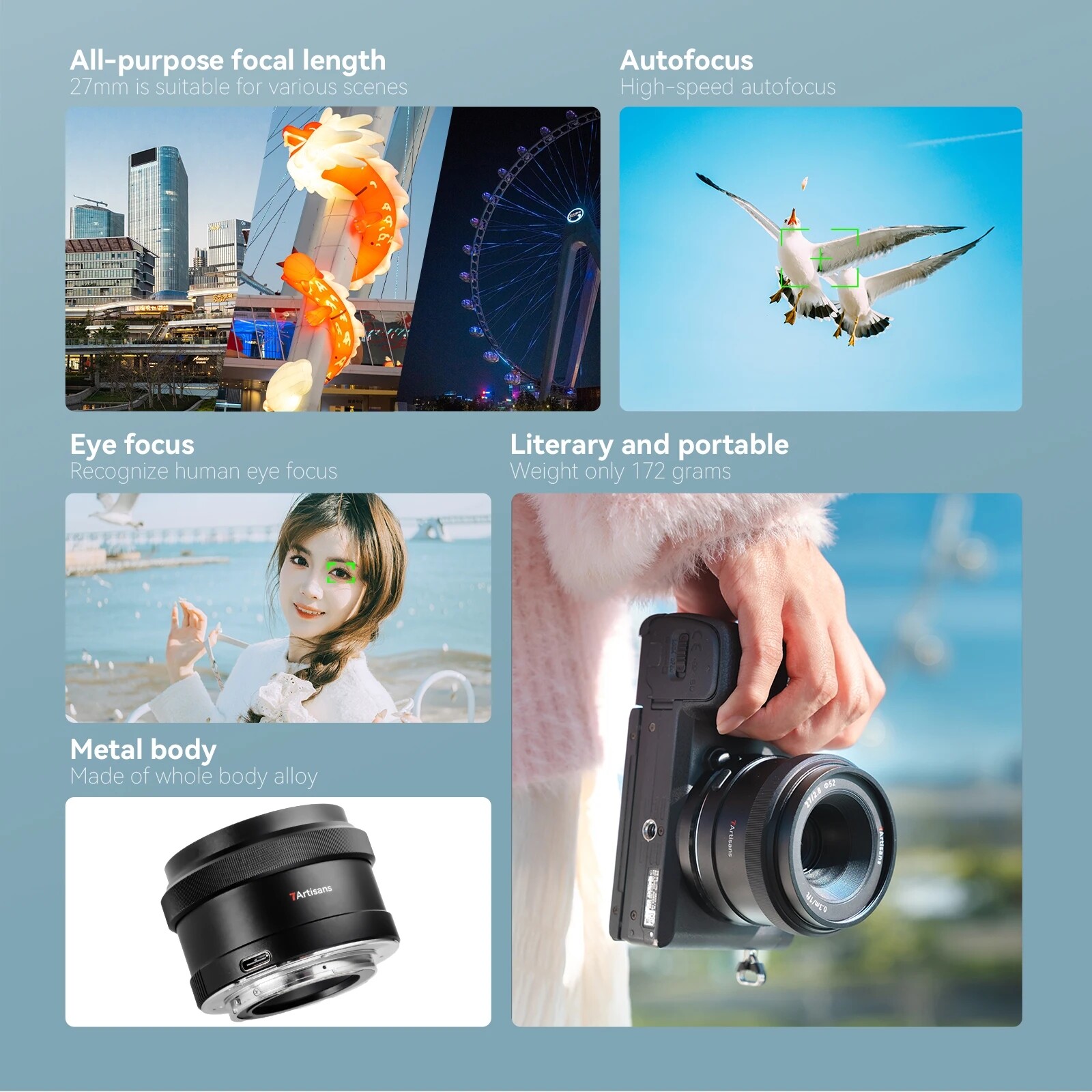 7artisans AF 27mm F2.8 APS-C Auto Focus STM Prime Lens For Sony E-Mount Camera