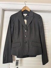 LOFT Grey Striped Business Suit   Blazer Size 4  Pants Size 0