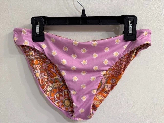 Parte inferior de bikini reversible Billabong "Good Times Smiley" nueva con etiquetas - talla: M/10 Lowrider Foto 3 de 4