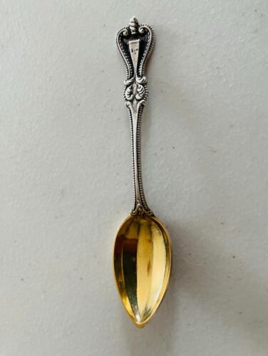 Antyczna łyżka szterlingowa Gorham oznaczona 925 ze spiczastą kątową złotą miską 4 cale - Zdjęcie 1 z 3