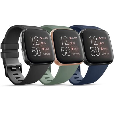 3 Pack Sport Bands Compatible with Fitbit Versa 2 Bands SMALL
