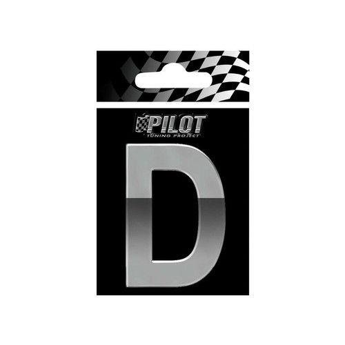 Letras 3D Tipo-4 70Mm - D - Adhesivo Individual En Plástico Cromado Espejo Auto