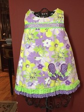 Custom Boutique Girls Sz. 24 Months Ruffle Flip:-Flop Woven A-Line Dress EUC!