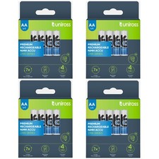 16 x UNIROSS AA 2700mAh NiMH Rechargeable Batteries Pre Charged - LR06 HR06 ACCU 2.68 per battery