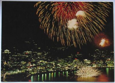 Japan Atami Firework Hot Springs Postcard 