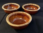 3 Hull Pottery Oven Proof  USA Brown Drip Soup Cereal Desert Bowls 5”  @82