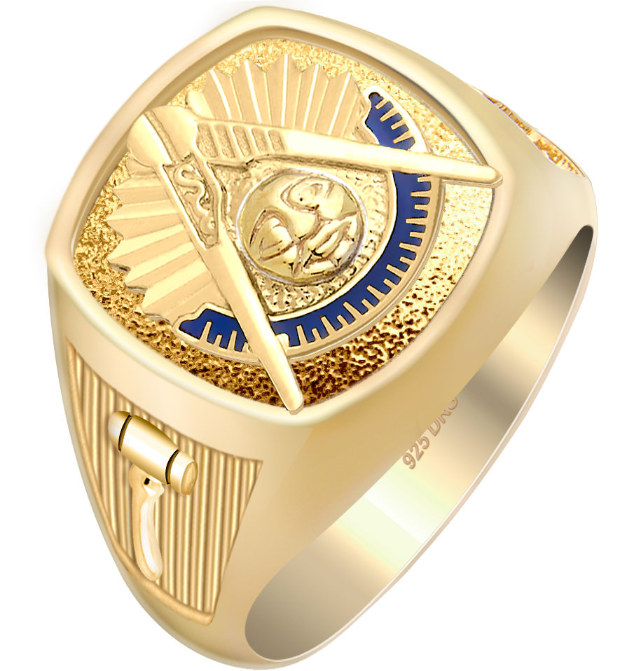Customizable Men's 0.925 Sterling Silver Past Master Freemason Masonic