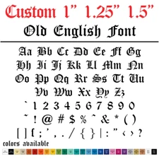 OLD ENGLISH Personalized Custom Text Vinyl Letter Sticker Permanent Decal 1 inch