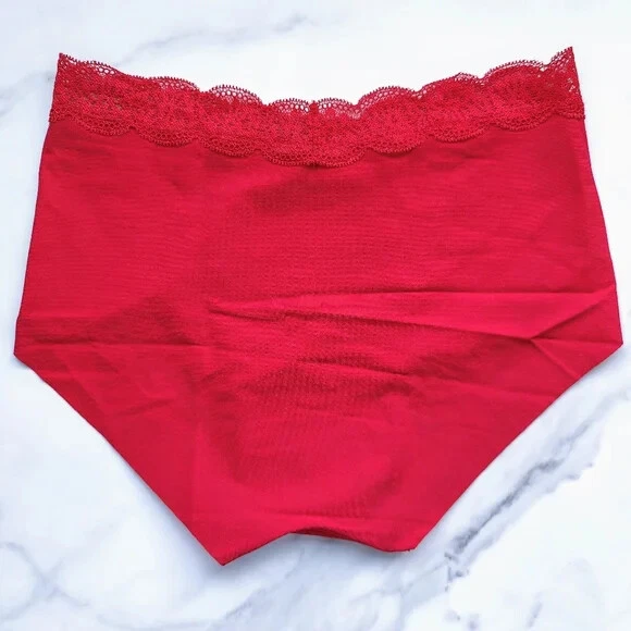 ROSA Victoria's Secret Cintura de Encaje No-Show Boyshort Panty Rojo Pimienta Talla M Foto 3 de 4
