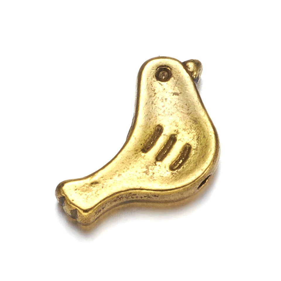 20x Cuentas de metal de pájaro tallado de aleación tibetana oro antiguo espaciador suelto artesanía 9x15 mm Foto 4 de 4