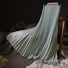 Women Chiffon Long Pleated Accordion Pleat Midi Skirt A Line Maxi Skirts