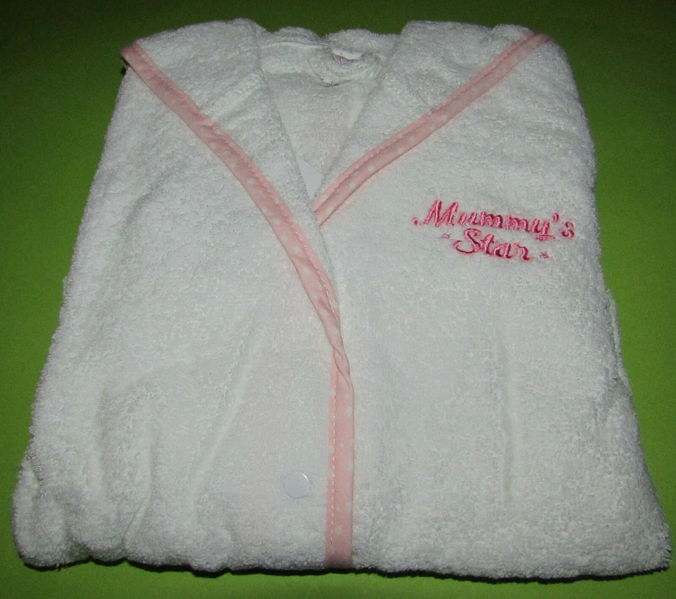 Baby Mädchen Bademantel mit Kapuze weiß rosa GR.98 NEUWARE - Bild 2 von 2