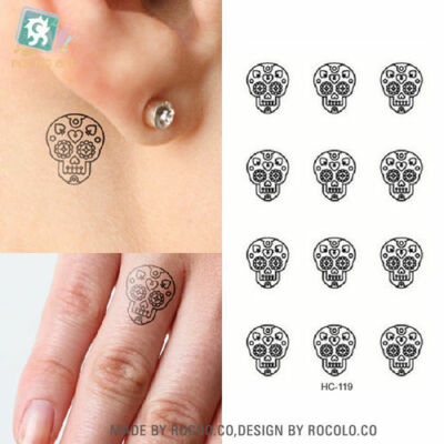 Carte De Tatouage Temporaire Petite Tete Mort Tatouage Ephemere Ebay