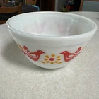 PYREX Vintage Glass 401 Bowl Red Bird Yellow Friendship