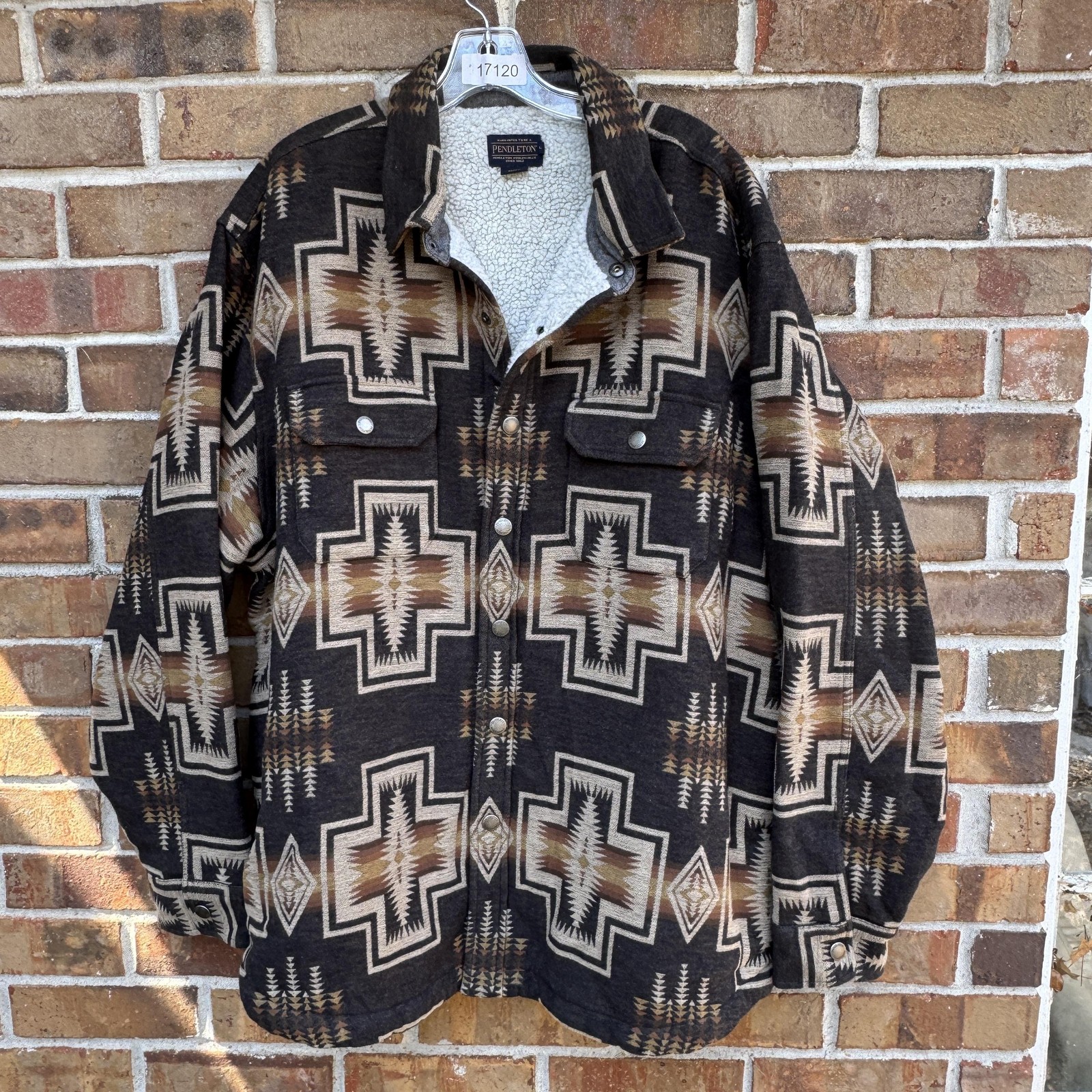 Pendleton Jacket Men Large Brown Harding Snap She… - image 1