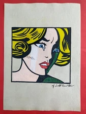Roy Lichtenstein (Handmade) Drawing On Old Paper signed and stamped