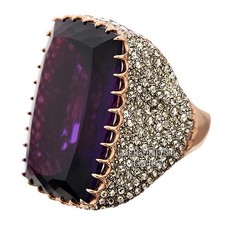 3.65Ctw Rose Cut Diamond Amethyst Studded Gorgeous Silver Victorian Ring Jewelry