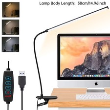 LED Desk Lamp Adjustable Neck Lamp w/ Clamp Eye-Caring Reading Desk Light Home