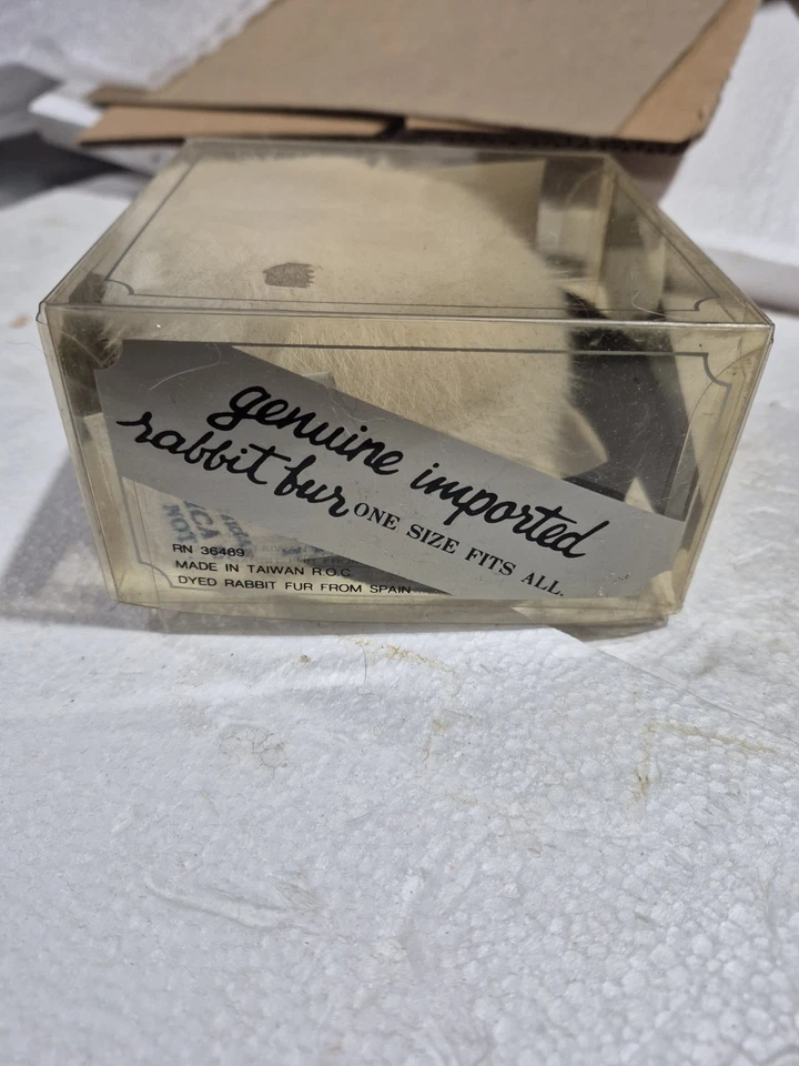 Orejeras blancas de piel de conejo genuina diadema de terciopelo negro para mujer (España) Foto 4 de 4