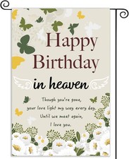 Happy Birthday in Heaven Banner Funeral Memorial Flags Memorial Garden Flags ...