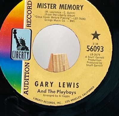 GARY LEWIS AND THE PLAYBOYS 45 MISTER MEMORY / EVERYDAY I HAVE TO CRY SOME EX