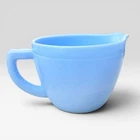 Vtg Jeannette Glass Delphite Blue 16 oz Measuring Pitcher 2 Cup Sunflower Bottom