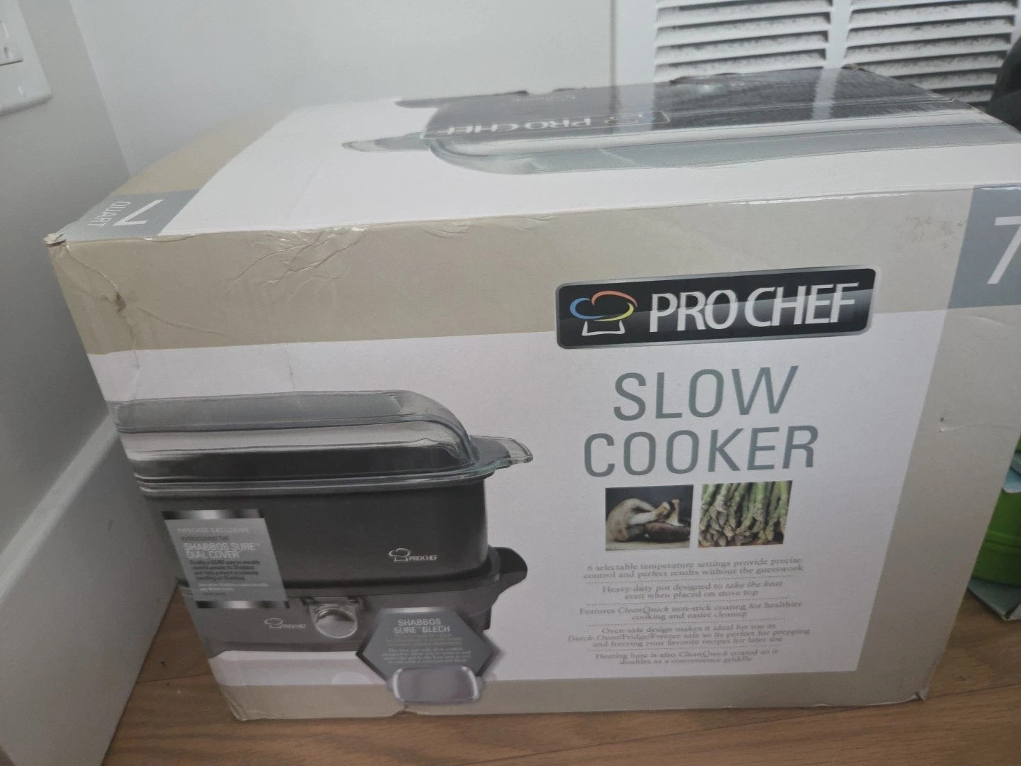 Pro Chef PCS600 6-Quart Oblong-Shaped Slow Cooker with Deep Dish Glass Cover