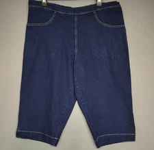 Just My Size Capri Pants Womens 2X Blue Denim Pull On Elastic Waist Stretch NWOT