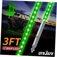 3ft LED Whip Lights Waterproof Flag Pole Safety Antenna with Flag 3FT 1PC Green