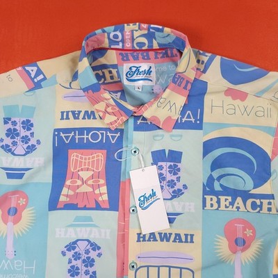 NWT Fresh Prints of Bel-Air Men's Large Hawaiian Button-Up Short Sleeve Shirt