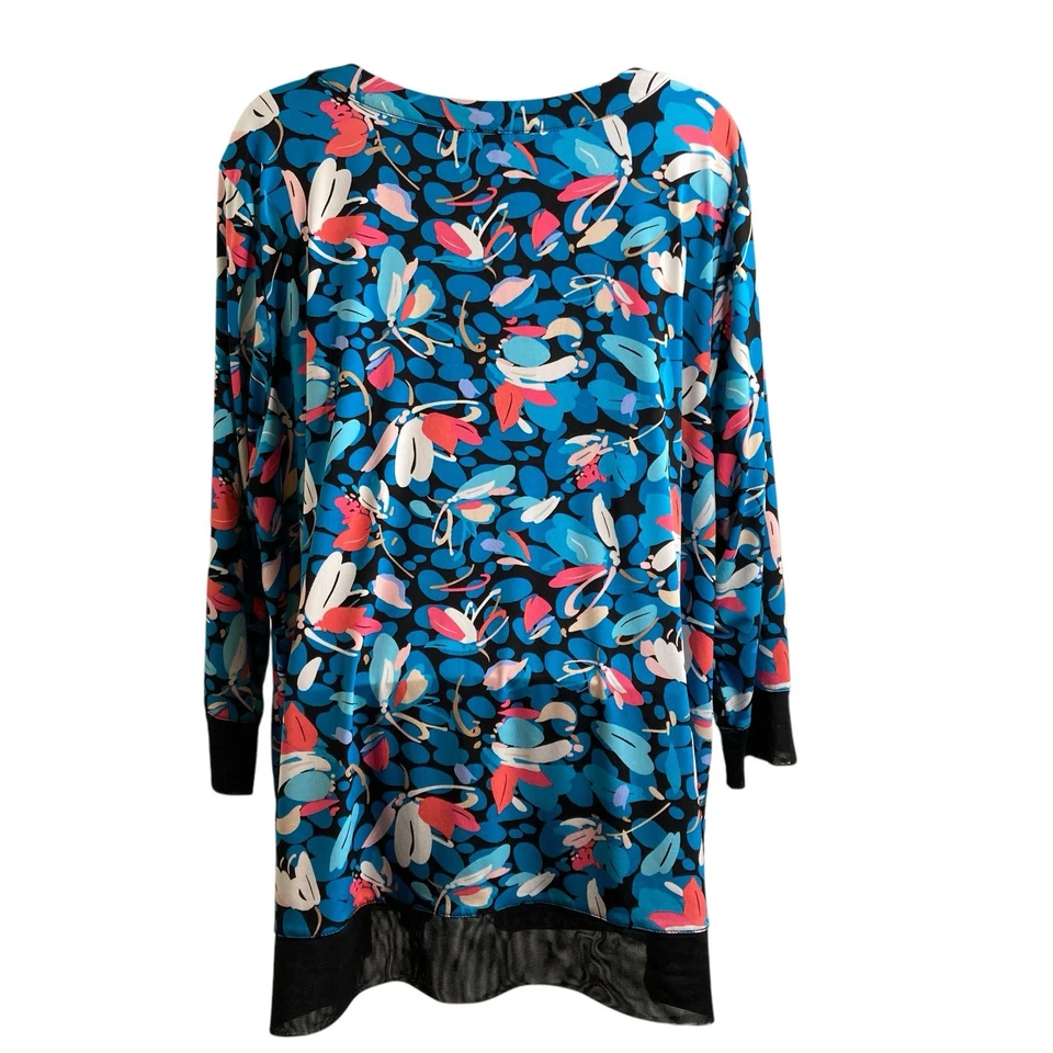 Blusa floral azul vintage para mujer Anne Klein est. Talla 2X Statement Fairy Boho Foto 2 de 4
