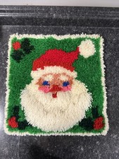 Vintage Santa Claus Latch Hook Rug Wall Hanging Complete Kit Christmas 16"x15"