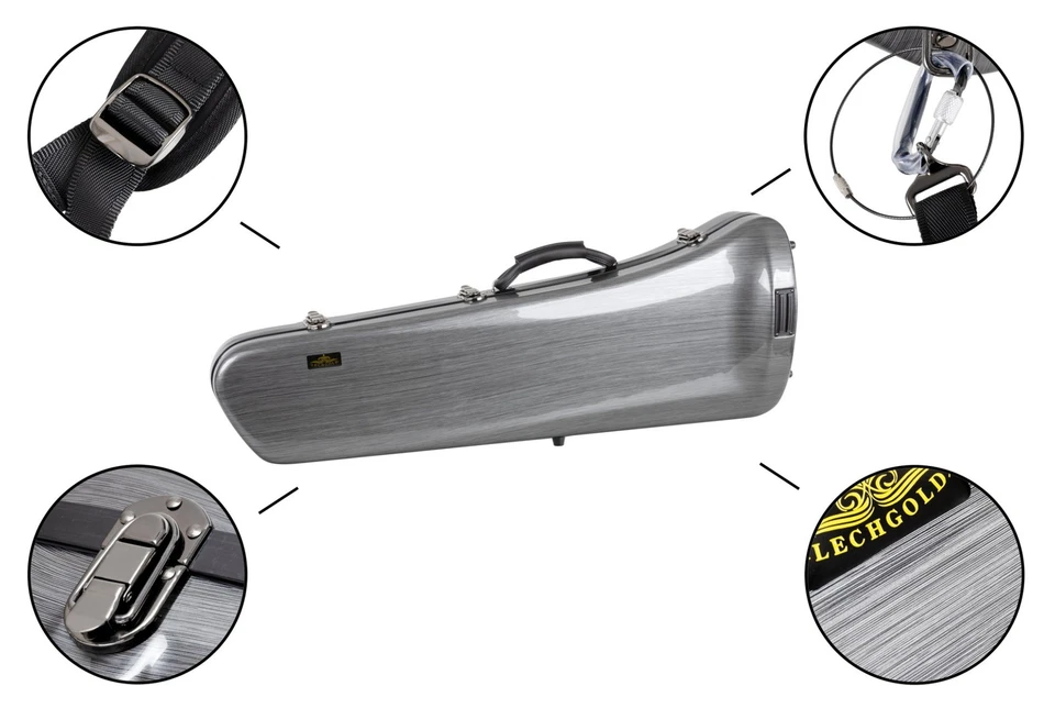 Deluxe Valigia per Trombone Borsa Custodia Rigida Imbottitura Cinghie da Zaino - Immagine 3 di 4