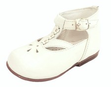 DE OSU -SALE -Spain -Baby Girls Flower Ivory Leather Dress Shoes -European -Sz 4