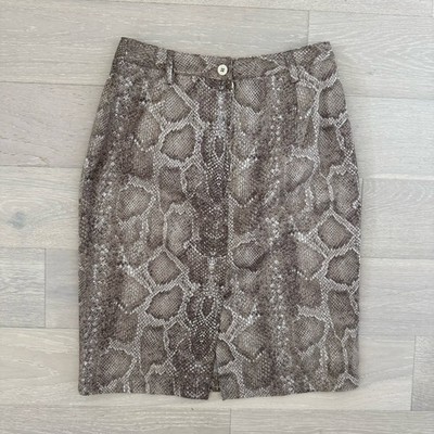 Stefanel Snake-Print 100% Cotton Vintage Pencil Skirt - Size IT40 (Small)