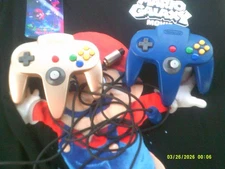 vintage 1991 nintendo gold /blue 64 video game controllers japan 005