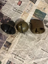 Lot of 3 Antique Bells Brass Bronze Cow Bell Sleigh Bell Farm Ranch Bulk Sale