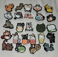 25 Pc CUTE CAT LOVERS Kids Shoe Charms For CROCS 